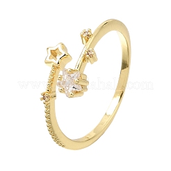 Anelli aperti con polsino in ottone micro pavé di zirconi cubici trasparenti per donna&nbsp;CU-CBAE7DF-12G-06
