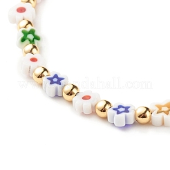 Bunte Malerei-Blume mit geflochtenem Sternperlenarmband&nbsp;BJEW-JB07849