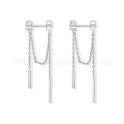 Pendientes colgantes con borla y cadena de circonitas cúbicas transparentes con micropavé de latón en forma de barra&nbsp;FS-WGFCB39-04