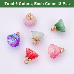 108 Stück 6 Stile Imitation Jade & transparente Spray bemalte Glasanhänger&nbsp;GLAA-CA0001-39