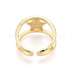 Bagues de manchette en laiton avec micro pavé de zircone cubique transparente pour femmes&nbsp;KK-T074-21G