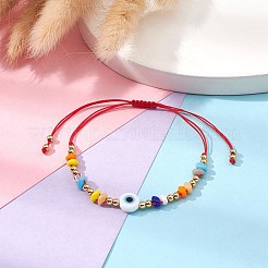 Bracciale regolabile con lavorazione a lume del malocchio e perline intrecciate con semi&nbsp;BJEW-JB09486