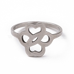Bague en acier inoxydable 201 anti-ternissement avec fleur creuse pour femme&nbsp;RJEW-J051-13P