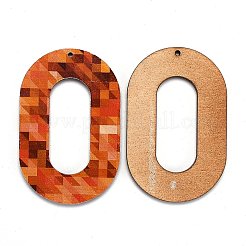 Bedruckte große Anhänger aus natürlichem Linde&nbsp;WOOD-S045-017-M