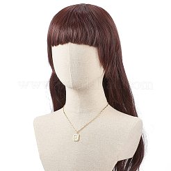 Rectangle en laiton avec collier pendentif lettre initiale avec chaînes de trombone pour hommes femmes&nbsp;NJEW-JN04007