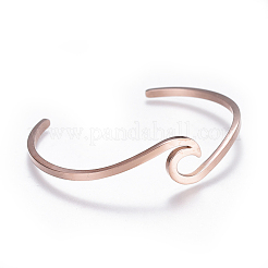 Bracciali a polsino in acciaio inossidabile 304&nbsp;BJEW-G611-01RG