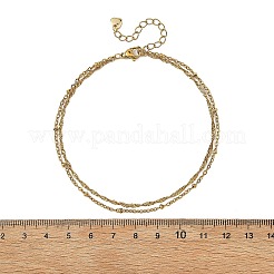 Tobilleras de doble capa con cadena de acero inoxidable 304 de Singapur y satélite para mujer.&nbsp;AJEW-AN00867