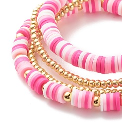Juego de pulseras elásticas hechas a mano con cuentas heishi de arcilla polimérica&nbsp;BJEW-JB07406-03