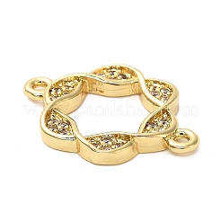 Breloques connecteurs en forme de fleur creuse en laiton micro pavé de zircone cubique transparente&nbsp;KK-L229-058G
