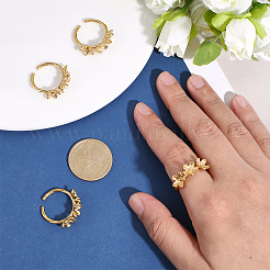 4 Stück 304 Edelstahl Blume offene Manschette Ring Zubehörse&nbsp;STAS-ME0003-07