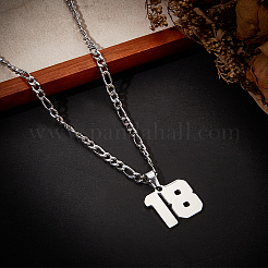 Collier avec pendentif en forme de chaîne Figaro en acier inoxydable 304&nbsp;NJEW-BBC0001-28B-P