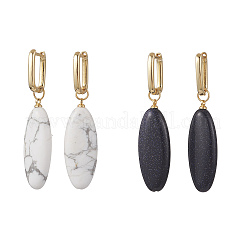 2 paio di orecchini a cerchio in pietra d'oro blu sintetica e howlite naturale&nbsp;EJEW-JE07000