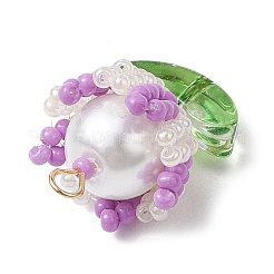 Pendentifs faits à la main en perles de verre avec fil de nylon et perles rondes en verre et épingles à tête plate en acier inoxydable 304&nbsp;PALLOY-MZ00505