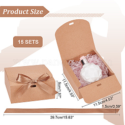 Cajas de regalo de joyería de papel kraft cuadrado&nbsp;CBOX-WH0003-35C