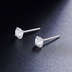 Orecchini a bottone a quattro punte in argento sterling placcato rodio&nbsp;JE420A-03