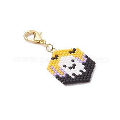 5 colgante decorativo con cuentas de vidrio para Halloween.&nbsp;HJEW-MZ00343-04