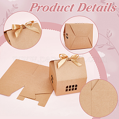 Caja de regalo plegable de papel kraft con forma de casa&nbsp;AJEW-WH0166-88A