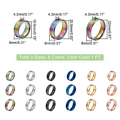 18 stücke 18 stile 201 edelstahl geriffelte finger ring einstellungen&nbsp;STAS-UN0042-78