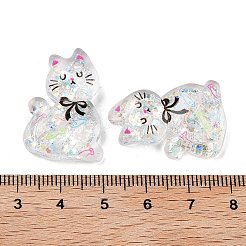 Transparente Harzschleifen-Kätzchen-Decoden-Cabochons&nbsp;RESI-M045-07D