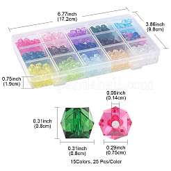 375pcs 15 Farben transparente Acrylperlen&nbsp;TACR-FS0001-41