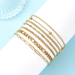 Ensemble de bracelets à maillons en acier inoxydable 304 pour femme : 7 bracelet gourmette&nbsp;BJEW-JB12915