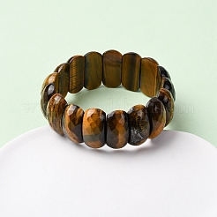Bracelets extensibles en perles ovales naturelles d'œil de tigre pour unisexe&nbsp;BJEW-Z149-04