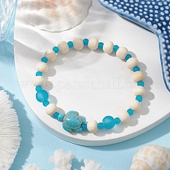 3 bracelet extensible en perles de turquoise synthétique&nbsp;BJEW-JB11124