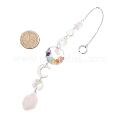 Natürliche Rosenquarznuggets und hängende Sonnenfänger aus Glas&nbsp;HJEW-JM04489-02
