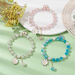 3 Stück 3-farbiges Glasperlen-Stretch-Armband&nbsp;BJEW-JB09751-02