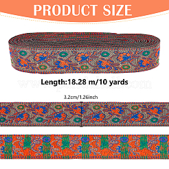 10 Yard Polyester-Jacquard-Blumenband im Ethno-Stil&nbsp;OCOR-WH0088-42