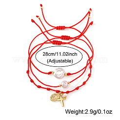 3 Stück Armband mit Imitationsperlen und Messinganhänger&nbsp;OQ8037-5