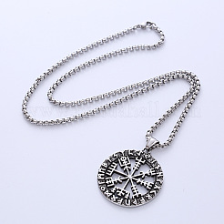 Nordischen Wikinger Piraten-Logo 304 Edelstahl Kompass Anhänger Halskette Schmuck&nbsp;FC0487