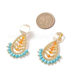 Orecchini pendenti a goccia di howlite naturale&nbsp;EJEW-MZ00526-01