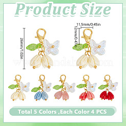 20 pz 5 colori rosa farfalla ciondolo decorazione in resina&nbsp;HJEW-GO00218