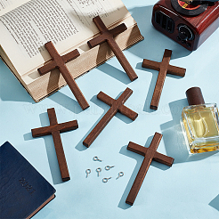 6 Stück Holzkreuz-Wanddekoration&nbsp;AJEW-GO0002-23C