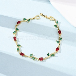 Messing-Gliederkettenarmbänder mit Mikropflaster und Zirkonia für Damen&nbsp;BJEW-K292-01G