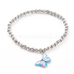 Bracciali con ciondoli a farfalla smaltati in lega e set di bracciali a più fili con catena portacavi in ottone&nbsp;BJEW-JB06075