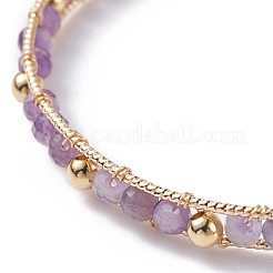 Rundes natürliches Amethyst-Perlenarmband&nbsp;BJEW-TA00038-02