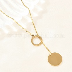Verstellbare Lariat-Halsketten mit Münzanhänger aus Edelstahl 304&nbsp;NJEW-H093-01G