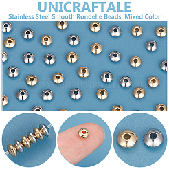 100 Stück glatte Rondellperlen aus Edelstahl 304 in 2 Farben&nbsp;STAS-UN0057-09