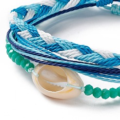 3 stücke 3 stil natürliche muschel & glas geflochtene perlen armbänder set&nbsp;BJEW-B065-07B