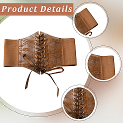 Ceintures larges extensibles en similicuir et dentelle fleurie pour femmes&nbsp;AJEW-WH20020-174A