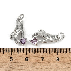 Pendentifs avec zircon cubiques à micro-pavés en laiton&nbsp;KK-C093-01B-P