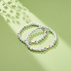 Set di braccialetti stretch in howlite naturale da 2 pezzo&nbsp;BJEW-JB08673-02