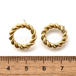 Ionenbeschichtung (IP) 304 Edelstahl Twist Seil Ring Ohrstecker für Frau&nbsp;EJEW-N097-006LG