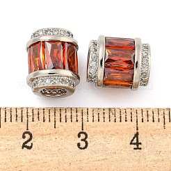 Rack-Plattierung Messing Micro Pave Kubisch Zirkonia European Beads&nbsp;KK-F089-31P-01