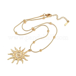Halsketten mit Schlangenkugelkette und Sonnenanhänger aus Edelstahl 304 für Damen&nbsp;NJEW-G179-02G