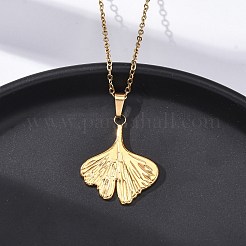 Collane con ciondolo in acciaio inossidabile 304 con foglia di ginkgo&nbsp;NJEW-H059-21G