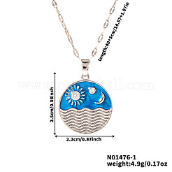 Colliers élégants avec pendentif en laiton émaillé bleu marine&nbsp;WB9731-1