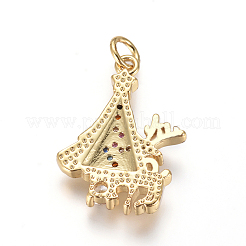 Pendentifs avec zircon cubiques à micro-pavés en laiton&nbsp;ZIRC-L085-15G
